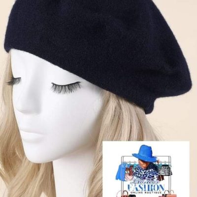 Black Wool Unisex  Beret Hat