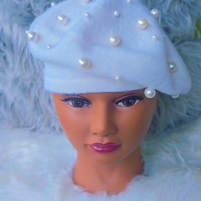 White Beret with Pearls