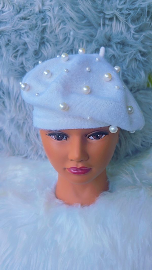 White Beret with Pearls