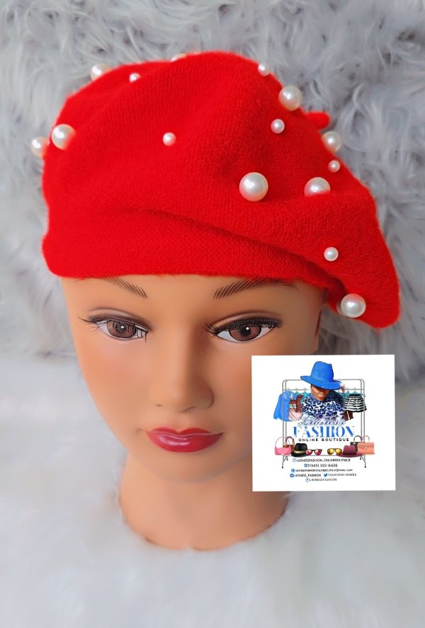 Red Beret with Pearls