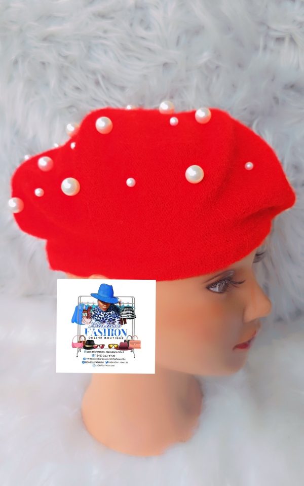 Red Beret with Pearls - Image 2