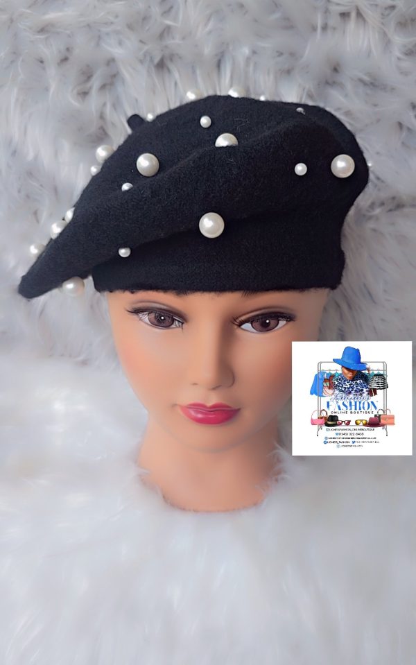 Black Beret with Pearls